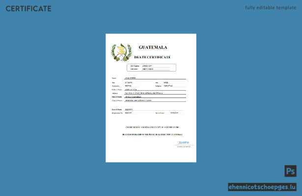 Guatemala-Sterbeurkunde: Beispiel-Word- und PDF-Datei (Vorschau)